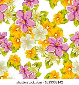 abstract seamless pattern of flowers. For design of cards, invitations, greeting for birthday, Valentine's Day, wedding, party, celebration, festival. Vector illustration