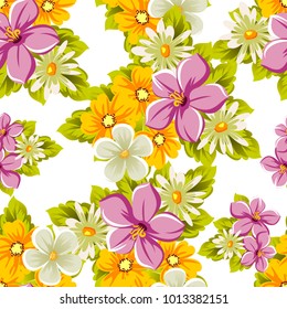 abstract seamless pattern of flowers. For design of cards, invitations, greeting for birthday, Valentine's Day, wedding, party, celebration, festival. Vector illustration