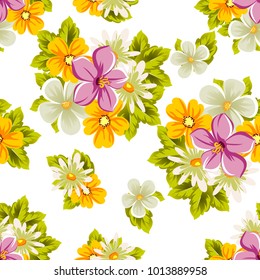 abstract seamless pattern of flowers. For design of cards, invitations, greeting for birthday, Valentine's Day, wedding, party, celebration, festival. Vector illustration