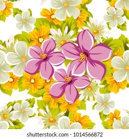 abstract seamless pattern of flowers. For design of cards, invitations, greeting for birthday, Valentine's Day, wedding, party, celebration, festival. Vector illustration