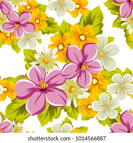 abstract seamless pattern of flowers. For design of cards, invitations, greeting for birthday, Valentine's Day, wedding, party, celebration, festival. Vector illustration