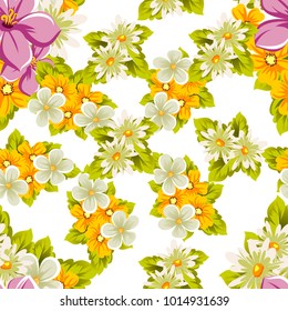 abstract seamless pattern of flowers. For design of cards, invitations, greeting for birthday, Valentine's Day, wedding, party, celebration, festival. Vector illustration