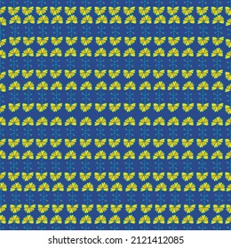 Abstract seamless pattern. Flowers doddle on a a medium dark shade of blue background. Vector illustration