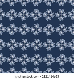 Resumen de un patrón impecable. Las flores se amontonan en un oscuro matiz de fondo azul-cian. Ilustración del vector