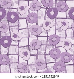 Abstract seamless pattern. Flowers in the foreground.