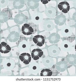 Abstract seamless pattern. Flowers in the foreground.