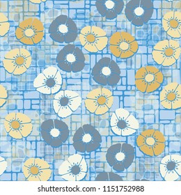 Abstract seamless pattern. Flowers in the foreground.