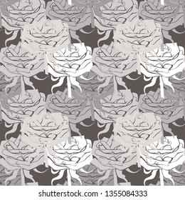 Abstract seamless pattern with flowers in gray colors
