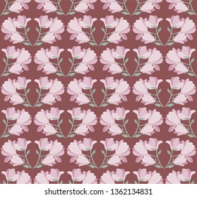 Abstract seamless pattern with flowers of japanese magnolia