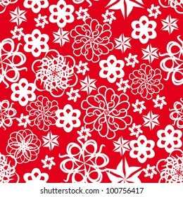 abstract seamless pattern with flowers and leaves