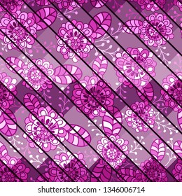 Abstract seamless pattern. Flowers and leaves. For design. Vector illustration