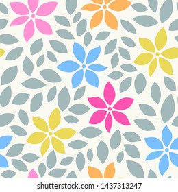 Abstract seamless pattern with flowers and leaves. Vector illustration