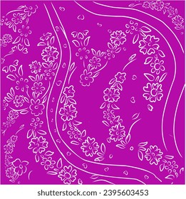 Abstract seamless pattern With flowers motifs. Illustration pattern on purple background. Seamless pattern 