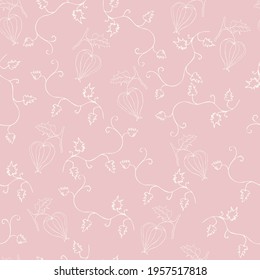 Abstract seamless pattern of flowers on pink background.Illustration for decoration fabrics, textiles, paper, wallpaper.
