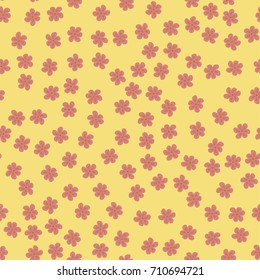 abstract seamless pattern of flowers on a yellow background. For prints, cards, invitations, birthday, holidays, party, celebration, wedding, Valentine's day. Vector illustration.