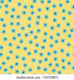 abstract seamless pattern of flowers on a yellow background. For prints, cards, invitations, birthday, holidays, party, celebration, wedding, Valentine's day. Vector illustration.