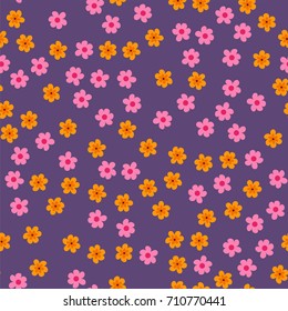 abstract seamless pattern of flowers on a purple background. For prints, cards, invitations, birthday, holidays, party, celebration, wedding, Valentine's day. Vector illustration.