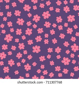 abstract seamless pattern of flowers on a purple background. For prints, cards, invitations, birthday, holidays, party, celebration, wedding, Valentine's day. Vector illustration.