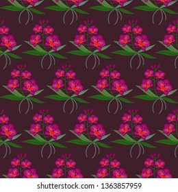 Abstract seamless pattern with flowers of orchid