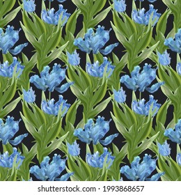 Abstract seamless pattern with flowers. Vector file.
