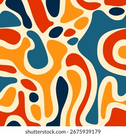 Abstrato padrão sem emenda com formas orgânicas fluidas, criando um design dinâmico e moderno. Ilustração vetorial.