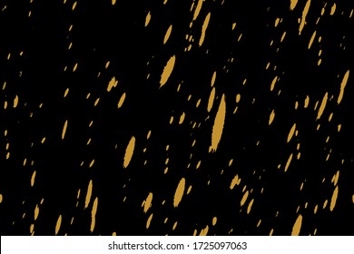 Abstraktes nahtloses Muster mit fliegenden goldenen Bränden in einer Stahlmühle auf schwarzem Hintergrund. Schweißfunken. Festliches Feuerwerk, Konfetti regnen. Luxuriöse moderne goldene Flecken Muster. Vector
