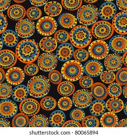 Abstract seamless pattern in folk style. Doodle vector texture.