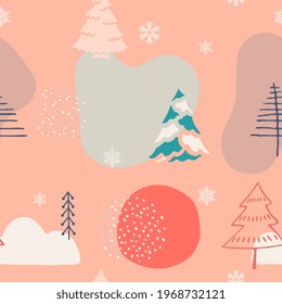Abstraktes nahtloses Muster mit Wald in Pastellfarben. Hintergrund für Tapete, Design, Umhüllungspapier, Poster.
