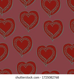 Abstract seamless pattern in the form of hearts.