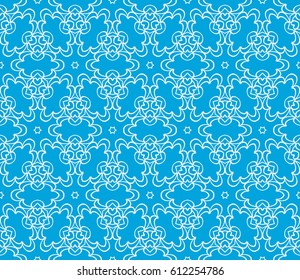 Abstract seamless pattern in the form of a multicolored mosaic with elements of lace and floral ornament. vector illustration. For textiles, design, wallpapers, greeting cards, products for home
