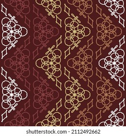 Abstract seamless pattern in the form of zigzags of brown and white chains. Print on fabric for pastel and table linen. Vector.