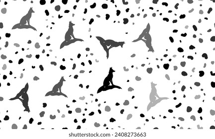 Abstract seamless pattern with fox symbols. Creative leopard backdrop. Vector illustration on white background