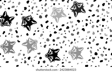 Abstract seamless pattern with fox's head symbols. Creative leopard backdrop. Vector illustration on white background