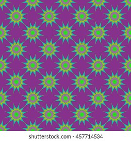 Abstract seamless pattern with fractal star on violet background.
