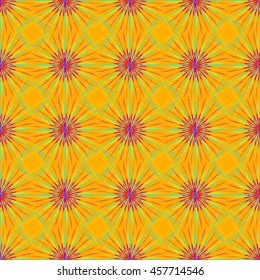 Abstract seamless pattern with fractal star on a orange background