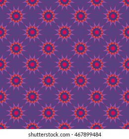 Abstract seamless pattern with fractal star on deep violet background