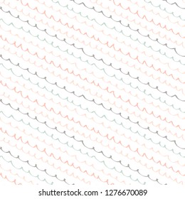 Abstract seamless pattern with freehand  shapes made in vector. Marker marks, strokes and scribbles in pastel colors on white background.