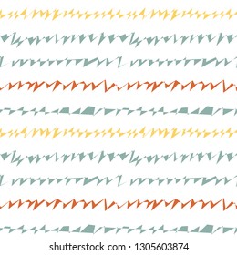 Abstract seamless pattern with freehand  shapes made in vector. Marker marks, strokes and scribbles in pastel colors on white background.