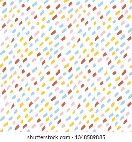 Abstract seamless pattern with freehand  shapes made in vector. Marker marks, strokes and scribbles in pastel colors on white background.
