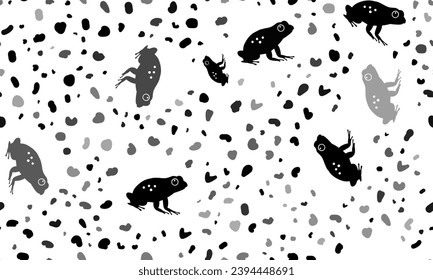 Abstract seamless pattern with frog symbols. Creative leopard backdrop. Vector illustration on white background