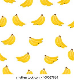 Abstract seamless pattern with fruit, white background with banana, perfect illustration for interior and cover design, swatch with yellow bananas, vector illustration