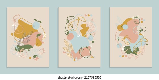 Abstract seamless pattern with fruits .  Vector template for postcards, banners, printed fabric, t-shirt. 