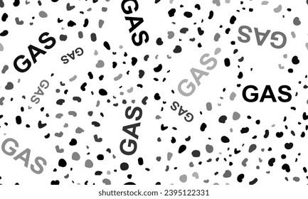 Abstract seamless pattern with gas text symbols. Creative leopard backdrop. Vector illustration on white background