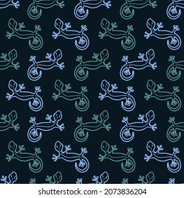 Abstract Seamless Pattern with Gecko Organic Line Art Vector Graphic can be use for background and apparel design