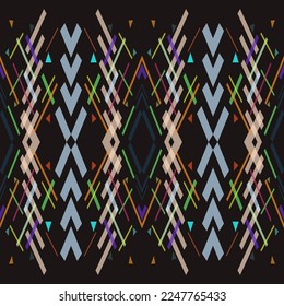 Abstract seamless pattern geometric background ikat, ethnic 