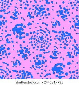 Abstract Seamless Pattern. Geometric background. Vintage pink and blue color. Random dots for shape circle. Vector ornament, wallpaper, print textile manufacturing. Vector file.