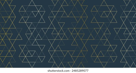 Abstract seamless pattern with a geometric background of polygonal golden lines. Stylish vector texture