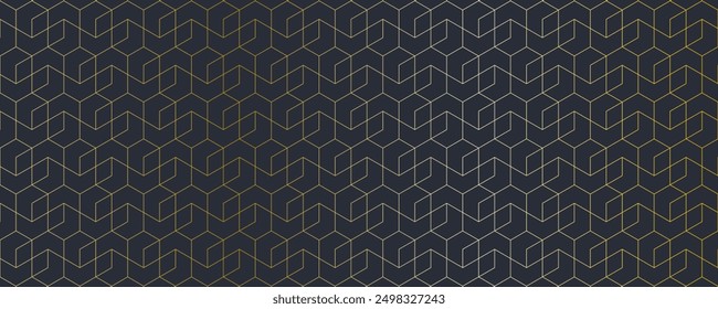 Abstract seamless pattern with a geometric background of polygonal golden lines. Stylish vector texture