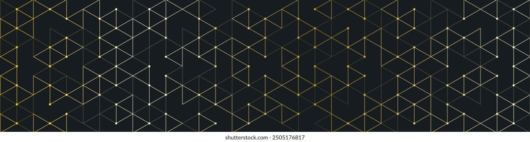 Abstract seamless pattern with a geometric background of polygonal golden lines. Stylish vector texture