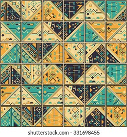 Abstract Seamless Pattern. Geometric background. Bright retro colors. Can be used as template for tile    